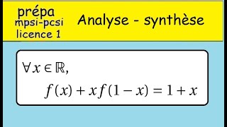 analyse synthèse fxxf1 x prépa MPSI postbac [upl. by Octavie]