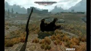 SKYRIM GLITCH  Dragon drops a Mammoth from 100 ft [upl. by Buller]