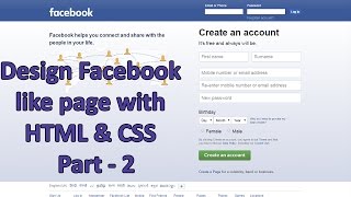 Design Facebook like page using html and css  tutorial Part 2 [upl. by Alenson]