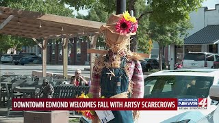 Downtown Edmond businesses competing again for best scarecrow [upl. by Adnawyek]