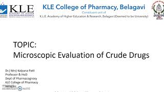 Microscopic evaluation of crude drugs  DrKalpana Patil [upl. by Tobie570]