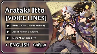 Arataki Itto  All Voice Lines ENGLISH Voice Over  Genshin Impact  M0har1b [upl. by Ardnassac]