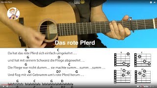 Das rote Pferd Tanzlied mit 34 Akkorden  Text für Gitarre [upl. by Helaina104]