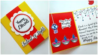 DIWALI CARD MAKING Handmade 2024  How to make Diwali greeting card  Diwali card ideas  Tutorial [upl. by Asillam]