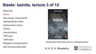 Steels mechanism of the bainite transformation Lecture 3 of 12 [upl. by Aitret591]