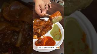 Chilli Spring Rolls 😋 streetfood mumbaifoodscenes indianstreetfood [upl. by Voltz]