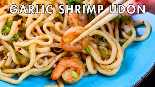 Garlic Shrimp Udon Noodles Quick amp Tasty Recipe [upl. by Keyek]