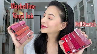 Maybelline Superstay Vinyl Ink Review Swatches 10 shades [upl. by Bearce]