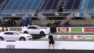 Subaru WRX STi 450 HP vs Camaro RS 14 Mile at Route 66 Raceway 72415 [upl. by Pokorny]