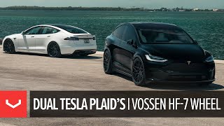 Dual Plaids  Tesla Model X amp S  Vossen HF7 [upl. by Coltson]