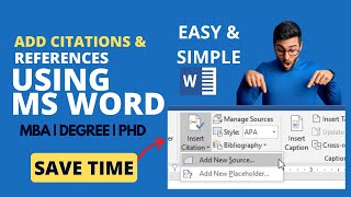 Add Citations amp References Using Microsoft Word 2023  APA Referencing [upl. by Dianemarie]