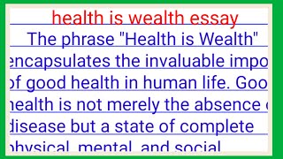 essay on health is wealth health is wealth essay [upl. by Zoba]