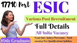 ESIC Recruitment 2024 Eligibility Criteria Application jobcareervortex [upl. by Aurelius]