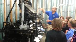 Perry Johnson demonstrates how the Intertype machine works during the Overland Trail Museum 101 Kids [upl. by Luehrmann]