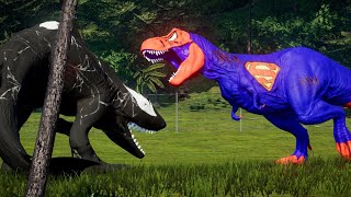 Epic Dino Heroes Fighting Wolverine vs Joker vs Superman TRex amp IREX 🌟🦖 Jurassic world evolution [upl. by Lertram767]