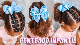 PENTEADO FÁCIL PARA CABELO CRESPO e CACHEADO  penteado infantil [upl. by Goulden]