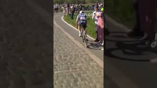 Wild crash for Yves Lampaert at ParisRoubaix 😳 shorts [upl. by Nwahsyd]