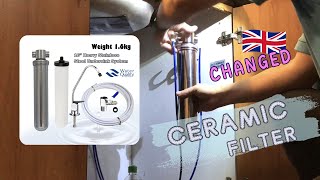 Under Sink Stainless Steel Water Filter Ceramic Cartridge Replacement Tutorial [upl. by Siryt]