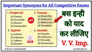 Most Important Synonyms for competitive exams  Most asked Synonyms in competitive exams  Synonyms [upl. by Wellington]