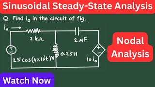 AC circuit Nodal Analysis with Dependent Source  Sinusoidal Steady State Analysis [upl. by Anilatac]