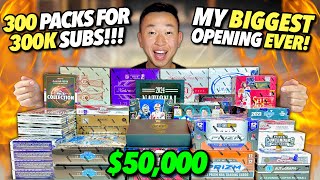 INSANE PULLS 😱🔥 OPENING 300 PACKS TO CELEBRATE 300K SUBSCRIBERS MY BIGGEST OPENING EVER 50K [upl. by Noe669]