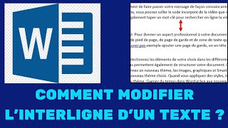 COMMENT MODIFIER LINTERLIGNE DUN TEXTE SUR WORD [upl. by Aiynot]