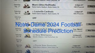 Notre Dame 2024 Football Schedule Prediction notredamefootball sports [upl. by Ced]