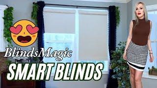 BlindsMagic Smart Motorized Roller Shades Review 100 Blackout Linen  Customizable [upl. by Ylenaj]