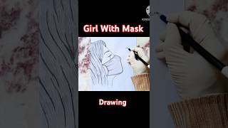 How To Draw Girl With Mask  Pencil Sketch For Beginners  Step By Step Easy Drawing [upl. by Hansen]