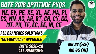 GATE 2018 APTITUDE PYQS  All Branches  PrepFusion  GATE 2024 [upl. by Notneuq377]