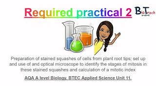 Required practical 2 A Level BiologyBTEC Applied Science root tip squash Mitosis  BioTeach [upl. by Ia]