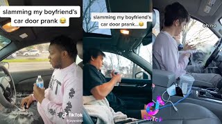 Slamming My BoyfriendGirlfriend Car Door Prank goes Wrong 😂🤕 tiktok [upl. by Delores]