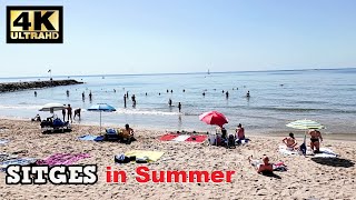 Sitges in Summer ⛱ Sitges Beach Walking Tour 🌡️31°C🌞 August 2024 Spain 4K 60ftps [upl. by Lambrecht]