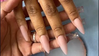 Long Almond Nails Tutorial [upl. by Einohpets]