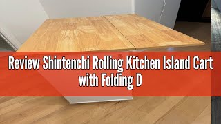 Review Shintenchi Rolling Kitchen Island Cart with Folding Drop Leaf Breakfast Bar Portable Trolley [upl. by Ihcehcu295]