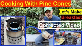 CORRECTED GEAR REVIEW Cooking With Pine Cones Tomshoo Camping Stove on Amazon [upl. by Weinreb]