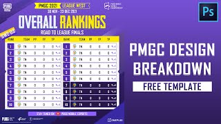 PMGC 2021  Points Table Design Breakdown  How to Make FreeTemplate PUBG [upl. by Nonnad]