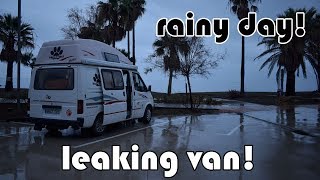 LIVING IN A VAN IN THE RAIN and we have a leak [upl. by Epul335]