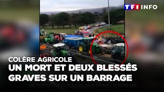 Colère agricole  un mort et deux blessés graves sur un barrage [upl. by Yeruoc537]