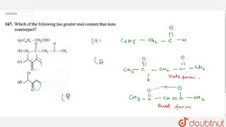 Which of the following has greater enol content than keto counterpart [upl. by Elleda]