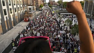 ‘Horrific terrible Hamas supporters’ protest outside the DNC [upl. by Irrak607]