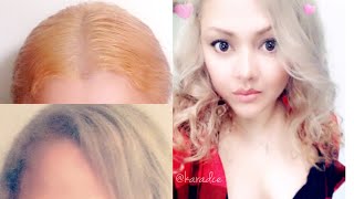 HOW TO FIX ORANGEBRASSY HAIR TO MEDIUM ASH BLONDE AT HOME  Kara [upl. by Barnum]