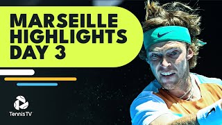 Rublev vs Gasquet THRILLER Karatsev Rune amp Pouille All In Action  Marseille 2022 Highlights Day 3 [upl. by Skolnik281]