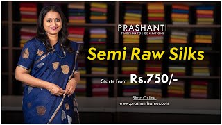 Semi Raw Silk Sarees  Ugadi Sale  Flat 10 OFF  Prashanti  2 April 2024 [upl. by Yeclek]