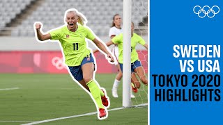 Sweden 🇸🇪 end USAs 🇺🇸 44match unbeaten run  Tokyo2020 Highlights [upl. by Alyhs]