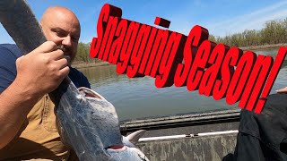 Snagging some Spoonbill aka Paddlefish in Missouri [upl. by Ayenet270]