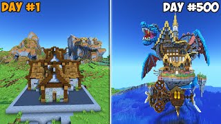 1 Day vs 500 Days Survival Minecraft Build [upl. by Ecnarrat574]