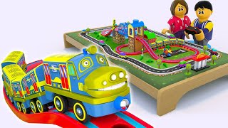 Wooden Toy Train Set Table For Kids  New wooden chu chu train set  Choo choo train kids videos [upl. by Thorn]