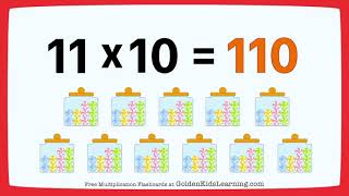 Multiplication Concept Multiply by 11  Times 11 Table  Golden Kids Learning [upl. by Runkle204]