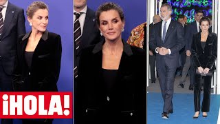 El gran acierto de la reina Letizia en su última cita del año un traje de terciopelo con pedrería [upl. by Leatri]